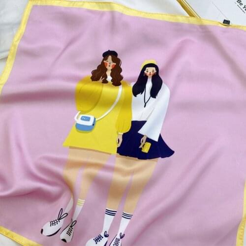 Women Silk Scarf Womens Bandana Designer Floral Girls Printed Square Foulard Neck Scarves Head Kerchief Handkerchief 53cm*53cm