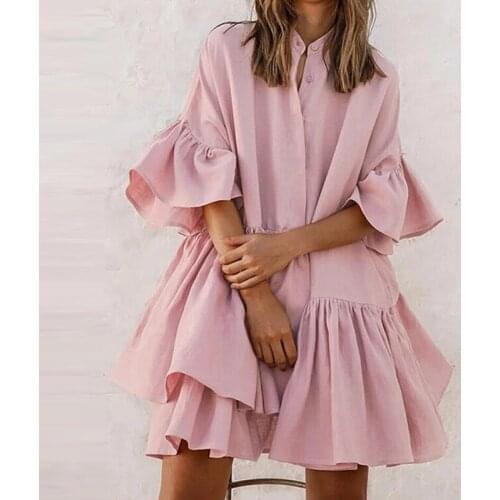 Summer Dress Femme Robes Women Loose Sweet Ruffles Stitching Dress For Woman A-Line White Dresses Womens Clothing 2021 Vestidos