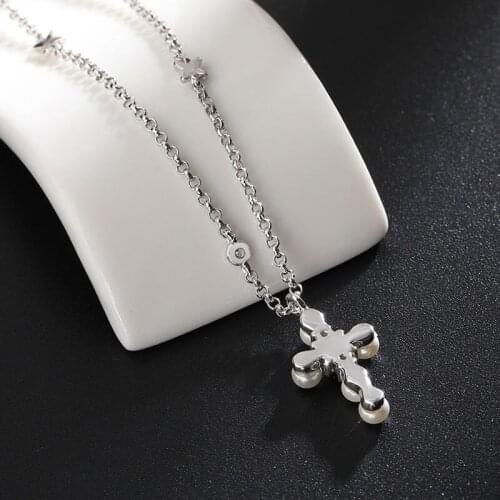 2021 New Fashion 925 Sterling Silver Shiny Zircon Cross Pendant Necklace Women Wedding Exquisite Jewelry Gifts