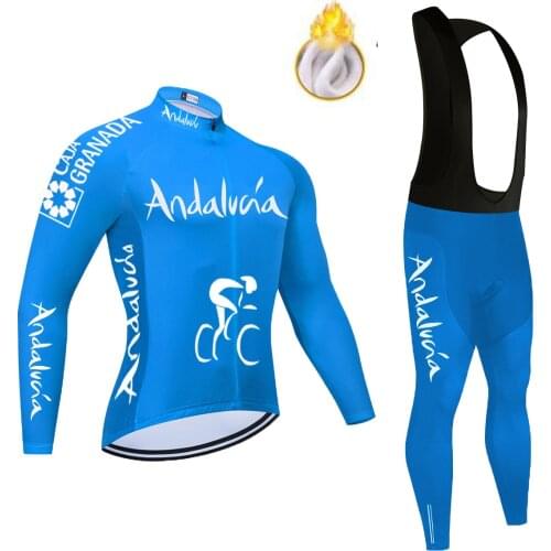 Winter Andalucia 2021 Cycling Jersey Set Team Long Sleeve Men Cycling Clothing Thermal Fleece Ropa Ciclismo Hombre Warm
