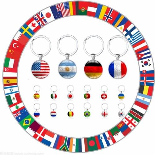 1pc Country Flag Keychains Russia Brazil Germany Spain USA France Italy Japan Argentina Portugal England Keyring Gifts