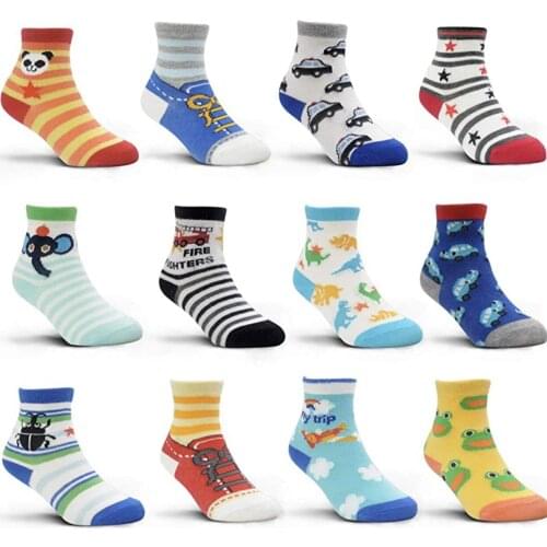 12pairs/Lot Socks Early Childhood Cotton Floor Socks Boy Gril Child Short Socks Non-Slip 1-5 Years