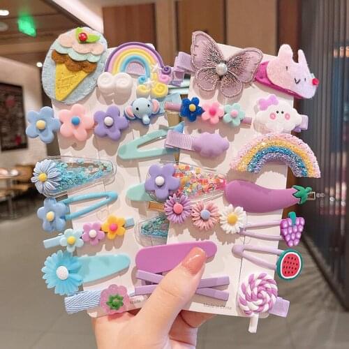 14pcs New Girls Cute Cartoon Fruit Hair Clips Kids Lovely Sweet Hairpins Headband Barrettes Fashion Hair Accessories