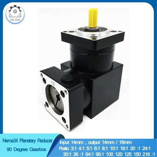 16:1 Ratio NEMA34 86MM Right Angled Planetary Speed Reducer Gearbox 90 Degree Corner for 86 Stepper Motor