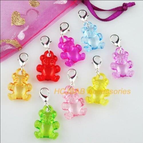 16 New Animal Bear Charms Connectors Clasps Silver Plated Mixed Acrlic