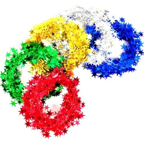 5 Pcs/lot 5 Meter Long Christmas Rattan Party Decorations Iron Wire Five-star Color Bar Birthday Wedding Party Supplies