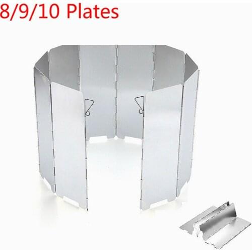 8/9/10 Plates Outdoor Cooking Burner Windshield Aluminum Alloy Folding Wind Shield Outdoor Camping Gas Stove Windshield