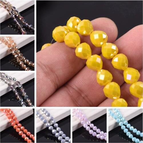 8mm Crystal Glass Faceted Teardrop Ball Loose Craft Beads Jewellery Making