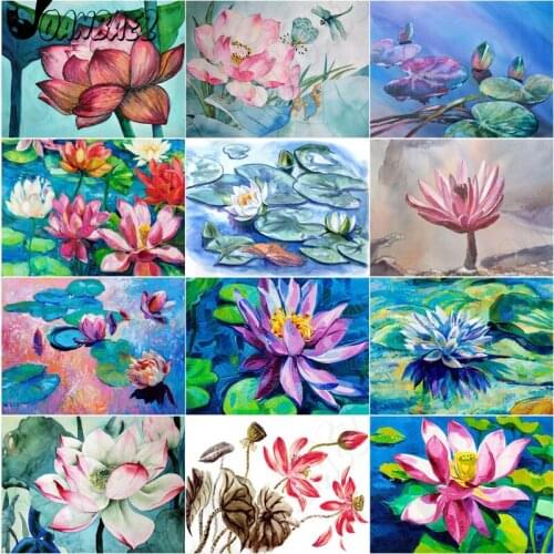 Diamond Painting Abstract Flower 5D Diy Lotus Pond Cross Stitch Lotus Picture Diamond Mosaic Embroidery Gift Design Decoration
