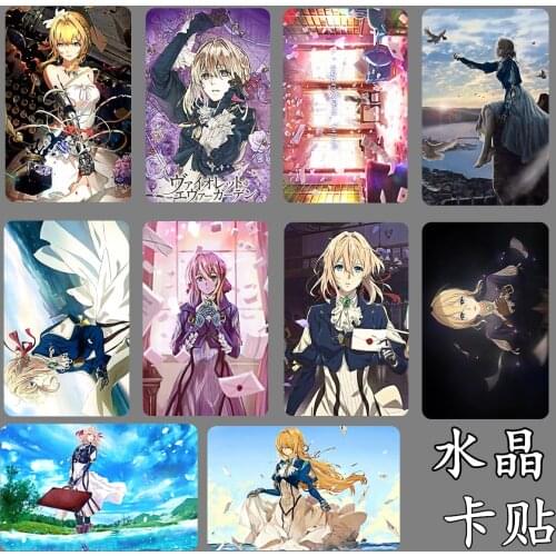 Anime Violet Evergarden Cute Card Stickers 10PCS/Set Classic Character Cosplay Glossy DIY Collectible Sticker Gift