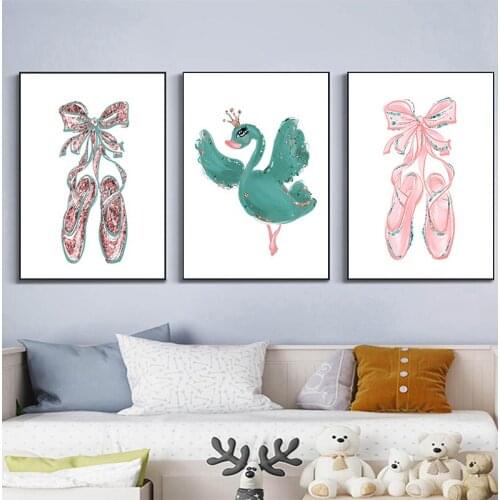 Ballerina Girl Posters And Prints Nursery Unicorn Wall Art Wall Pictures For Kids BedRoom Nordic Home Decoration Paintings