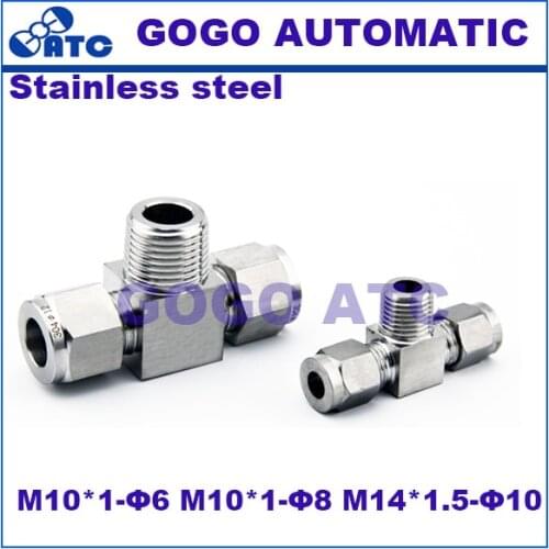 Quick coupler M10*1-OD6 M10*1-OD8 M14*1.5-OD10 male thread hard tube stainless steel 304 three way T type Terminal fitting