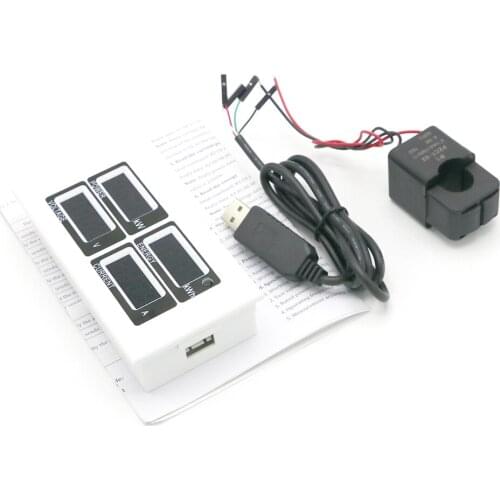 AC 110V 220V Digital 100A watt power meter volt amp Ammeter Voltmeter 80-260V with split-core CT & USB Cable connect to computer