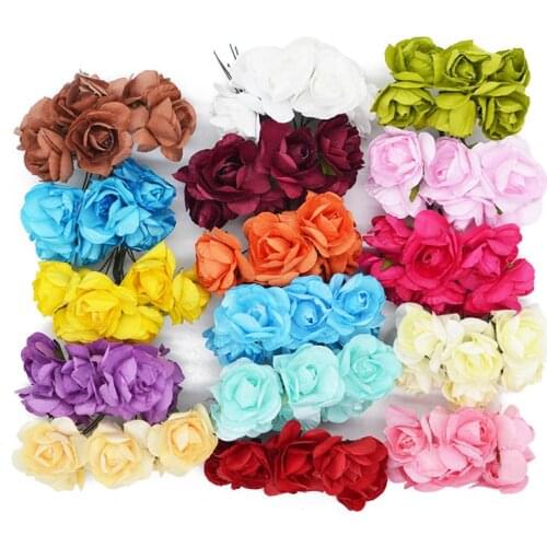 72PCS 3CM Head Multicolor Artificial Paper Flowers Rose Used For Decorative Gift Wedding Home Party DIY Supplies
