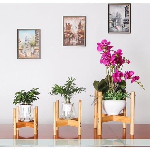 Wooden Four-Legged Plant Vase Stand Home Decor Flower Pots Flower Planter Holder Ceramic Flower Pot Shelf Rack