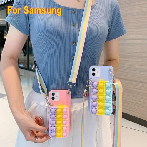 For Samsung A82 A22 A32 A72 A52 A12 A71 A51 S21 S20 Plus Note 20 Ultra Reliver Stress Push Bubble Coin Bags Wallet Case Cover