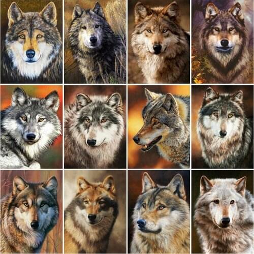 Evershine Full Square Diamond Painting Wolf 5D DIY Diamond Embroidery Animals Craft Kit Mosaic Art Home Decorations