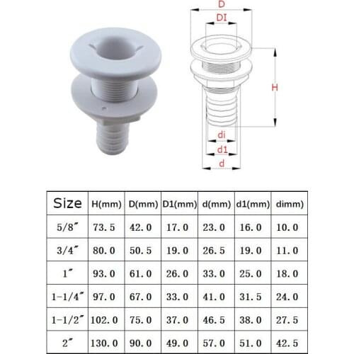 4pcs/lot Nylon Plastic Thru Hull Bilge Fitting 5/8 to 1 inch For Bilge Pump Aerator Hose of Boat Marine Yacht boating accesorios