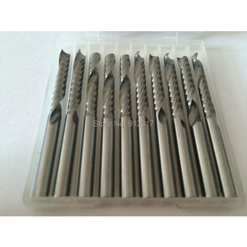 10pcs 4X25mm Single Flute CNC Milling Cutters, Tungsten Steel Solid Carbide Router Bits Set for Smooth Cutting Wood, Acrylic