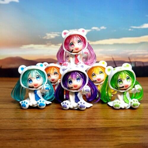 Hatsune Miku Kawaii Action Figures Model Q Version Bear Chuyin Cute Bear Dolls Decoration Animation Hand-made Birthday Gift