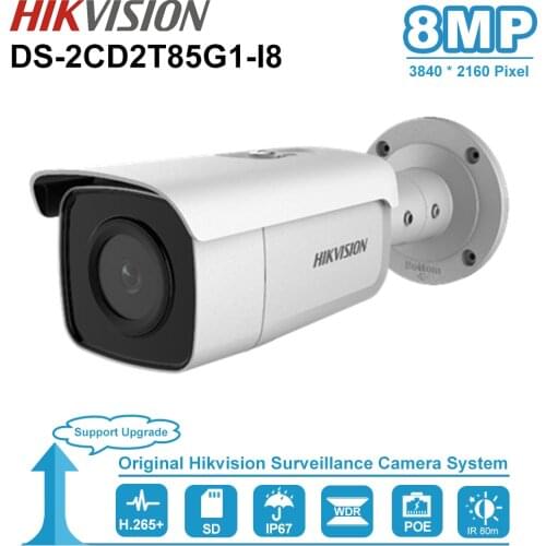 Hikvision DS-2CD2T85G1-I8 8MP 4K Fixed Bullet Network Camera POE Outdoor Security Night Vision IR Distance 80m Darkfighter