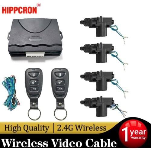 Hippcron Car Lock Door Remote Control Keyless Entry System Locking Kit with 4 Door Lock Actuator Universal 12V