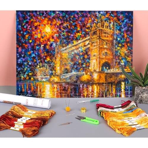 London Bridge Printed Canvas 11CT Cross Stitch DIY Embroidery Set DMC Threads Sewing Needlework Handmade Handicraft Stamped
