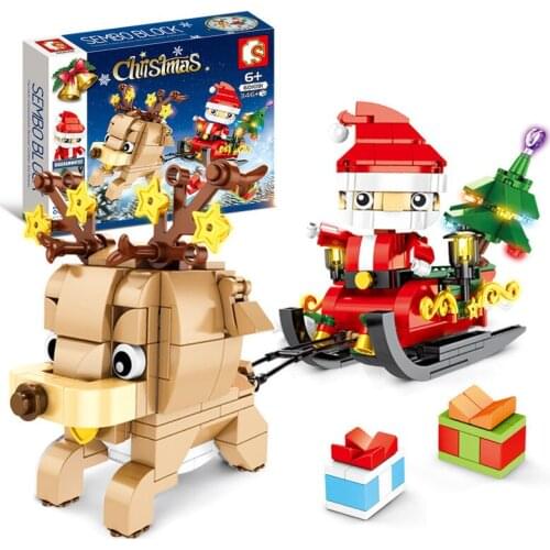 Santa Claus Toys Building Brick Toys with LED Light Kids DIY Education Toys Children Christmas Toys Gift