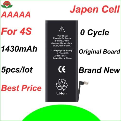 ISUN 5pcs/lot original quality 0 cycle mobile battery for iPhone 4S 1430mAh 3.7V battery replacement