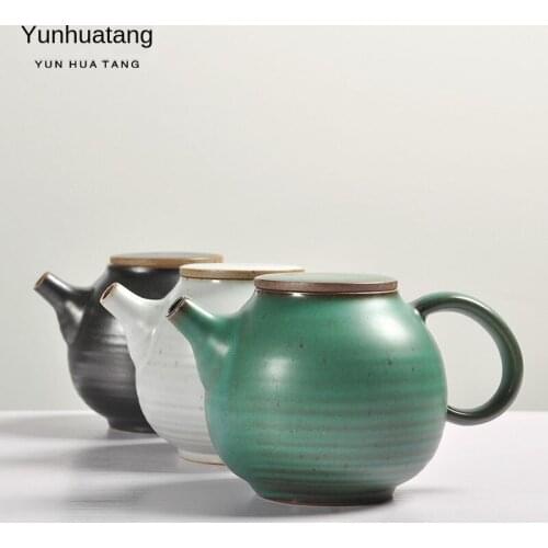 Stoneware Teapot Handmade Kiln Baked Retro Flat Lid Pot Pot Kung Fu Tea Set Teapot Single Teapot Kettle Tea Pot Teapot Set