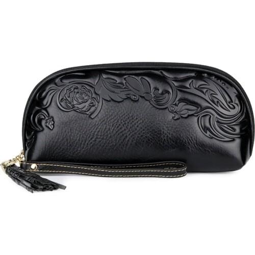 Genuine Cow Leather Zipper Clutches Purple/blue Color Designer Purse Luxury Women Wallets With Phone Case Female Card Holder bag