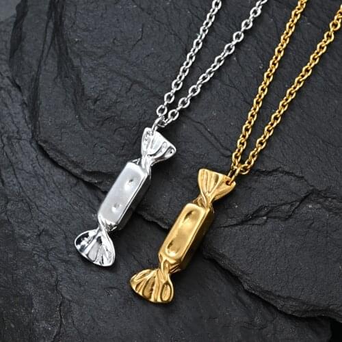 Korean Style Cute Romantic Sweet Candy Cool Pendant Necklaces For Man Male Titanium Stainess Steel Simple Hip Hop Punk Jewelry