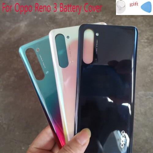 Housing For Oppo Reno 3 reno3 Battery Back Cover Glass Panel Rear Cover Door Repair Spare Parts + Sticker Glue