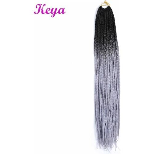 Ombre Pink Hair Blue Crochet Box Braids 24 Inch Heat Resistant Fiber 24 Strands Synthetic Crochet Hair Extensions For Women