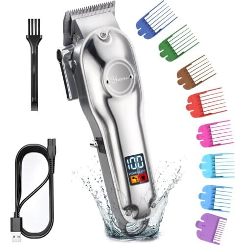 HATTEKER New Design Hair Clipper Metal Sharp Blade Professional Hair Trimmer for Men Cordless Barbers Hair Cutting Machine
