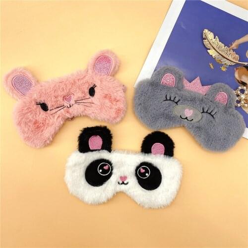 Panda Eye Mask Women Plush Animal Mouse Bear Eye Cover Cute Plush Eye Mask Girl Toy Suitable For Travel Home Party Eyeshade