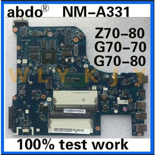 Abdo AILG1 NM-A331 motherboard for Lenovo G70-70 Z70-80 G70-80 notebook motherboard CPU i3 4005U GT820M 2G 100% test work