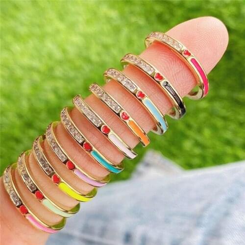 10pcs/lot Fashion colorful cz ring,popular enamel ring jewelry,new design women’s love rings wholesale