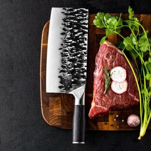 Hammer grain forging knife slicing kitchen knife household chopping double kitchen knife chopping bone knife 5Cr15Mov