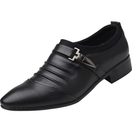 2020 New British Mens Slip On Split Leather Pointed Toe Men Dress Shoes Business Wedding Oxfords Formal Shoes For Male 38-47