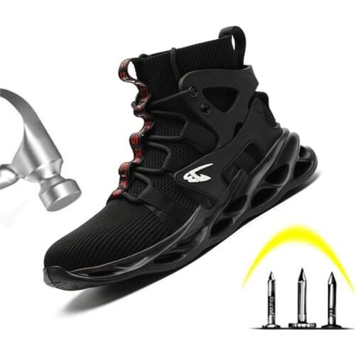 Mens Work Boots, Indestructible Shoes, Safety Work Shoes, Steel Toe Cap Puncture-proof Boots, Lightweight Mesh Breathable Shoes