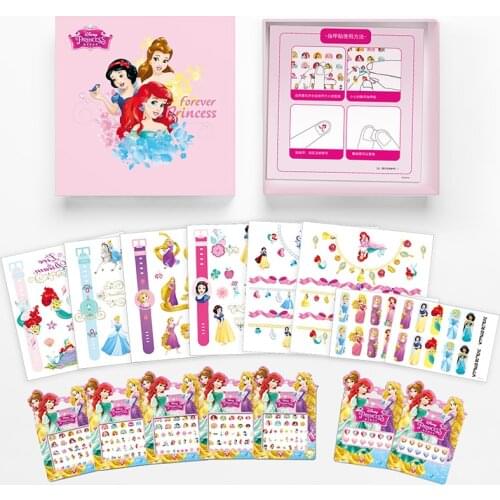 15 pcs/lot Disney Princess Frozen Tattoo Stickers Set With Original Box Girls Nail Finger Sticker Stud Earrings Gift Set