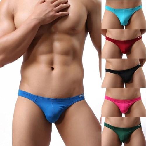 New Sexy Mens Swimming Shorts Gay Triangle Swimsuit Thongs Swimwear Low Waist Trunks Bathing Suit Mens Briefs Brave Person 2020