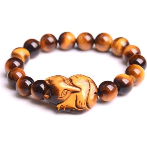 Wholesale JoursNeige Yellow Tiger Eye Natural Stone Bracelets Round Bead Lucky Fox Bracelets for Lovers Energy Stone Jewelry