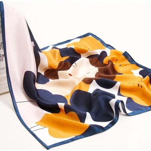 53x53cm Natural Silk Square Scarf Luxury Silk Neckscarf Small Print Bandana Women Echarpe Femme Spring Thin Silk Headscarf