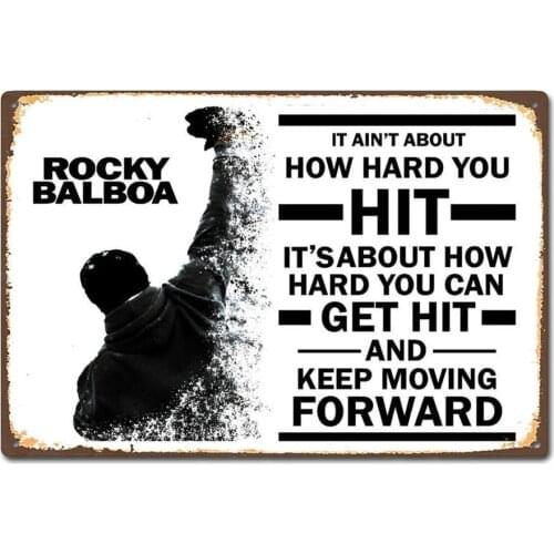 Rocky Balboa Moive Metal Plaque Tin Wall Sign Retro Iron Painting Warning Wall Poster for Cafe Pub Bar Gaming Room Wedding Gift