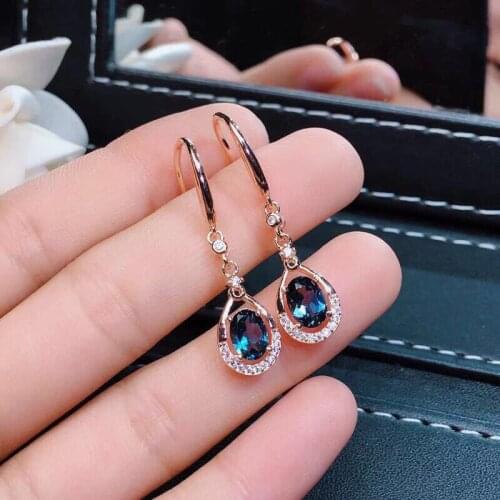 Luxury Vintage 18K Rose Gold Color Sapphire Dangle Earrings Elegant Ladies Crystal Drop Earring Fine Jewelry Anniversary Gifts