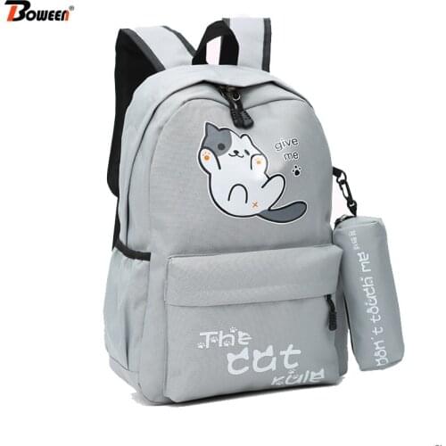 Cute cat backpack school bags for teenage girls College Wind nylon back pack women solid large Casual backbag bagpack Mochila