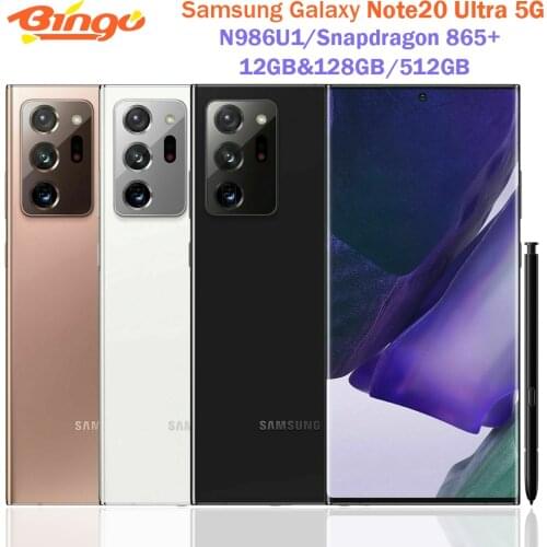Samsung Galaxy Note 20 Ultra 5G Note20 N986U1 Octa Core Snapdragon 865+ 6.9" 12GB RAM 128GB 108MP&Dual 12MP Original Cell Phone
