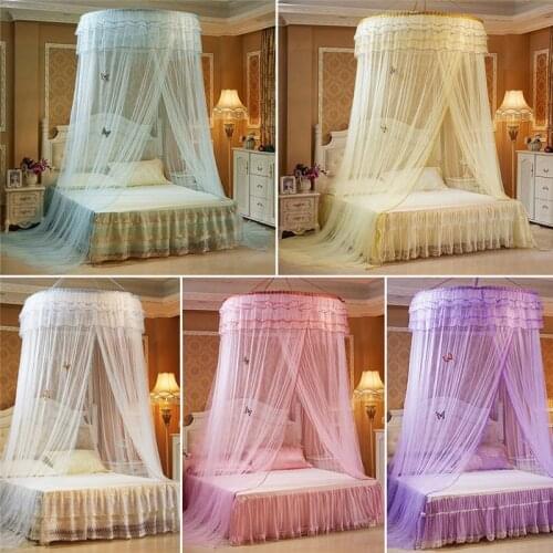 Luxury Romantic Hung Dome Mosquito Net Princess Students Insect Bed Canopy Netting Lace Round Mosquito Nets Curtain Bedding U3